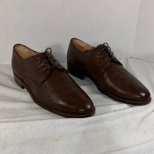 Moreschi Men's Italian Brown Pebbled Leather Derby Lace-Up Oxford Style Shoes 9
